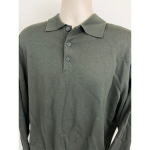 Vintage Linea Uomo Men's Italian Wool Blend Olive Green Collared Polo Sweater M